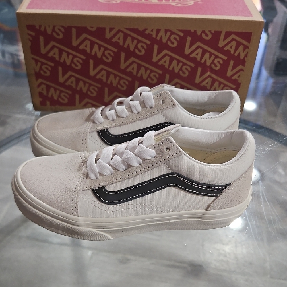Vans Kids White and Black Sneakers Size 12